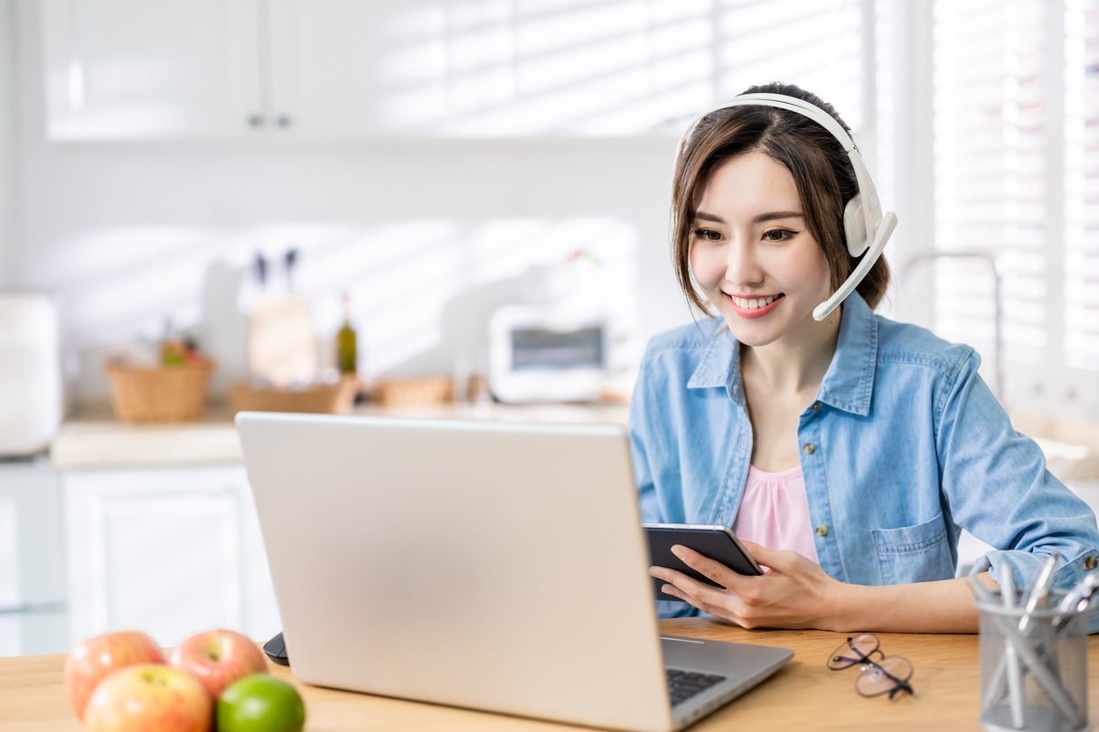 Woman Having a Video Meeting at Home 